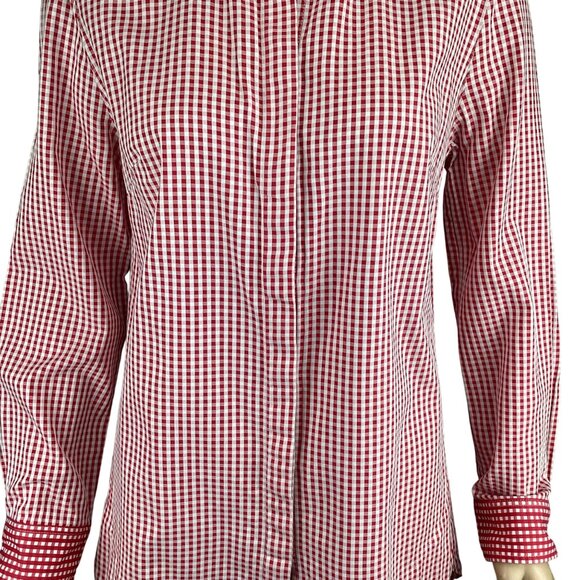 Tyler Böe Womens Reverse Check Sherri Button‎ Down Top Shirt Size 1o Red Gingham - Picture 3 of 8